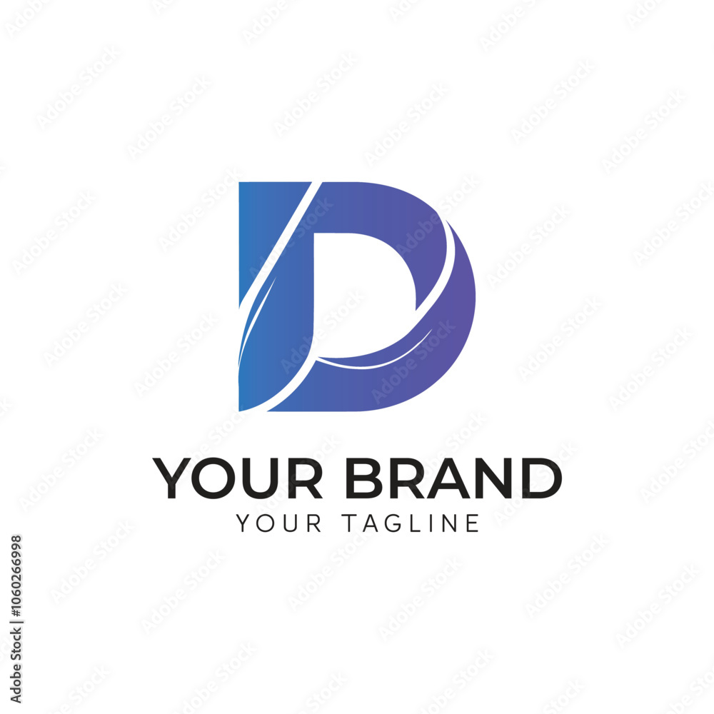 Fototapeta premium Letter D logo design with gradient vector illustration template