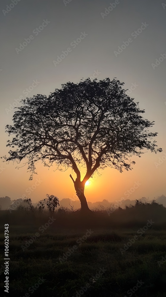 Silhouette of a dead tree against the sunset sky, South Africa Silhouette of a dead tree against the sunset sky, South Africa