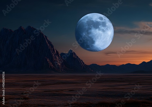 Wallpaper Mural Full moon rising over mountain range Torontodigital.ca