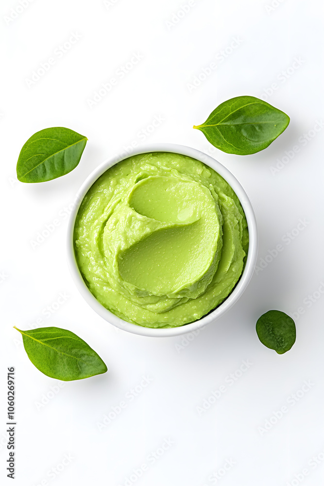 Obraz premium Bowl of guacamole with tortilla chips, isolated on white background