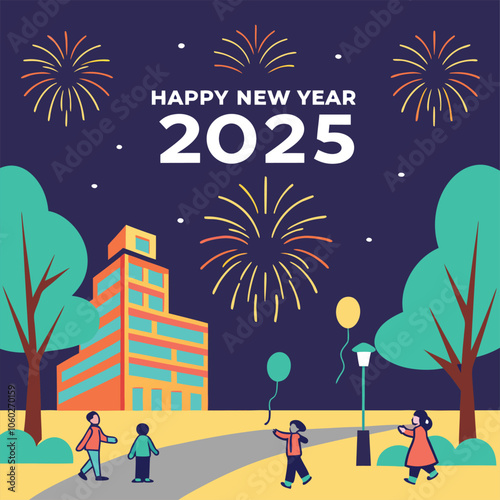 Happy new year 2025 design. With colorful truncated number illustrations. Premium vector design 2025
