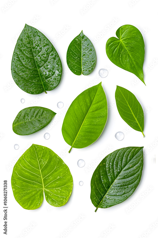 Set of Green leaves, isolated on white background Set of Green leaves, isolated on white background