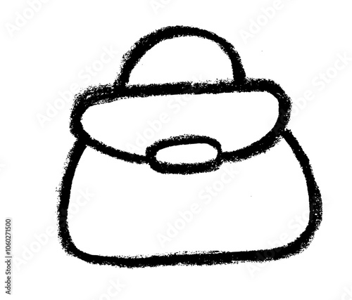 Purse Fashion Related Icon Crayon Chalk Drawing Vector