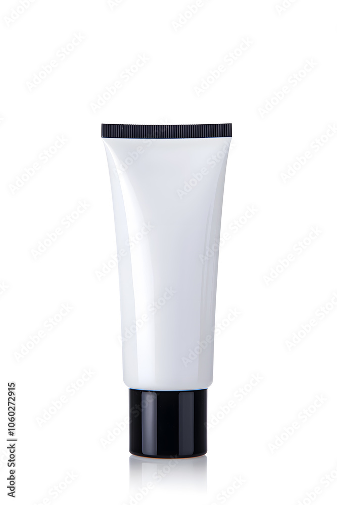 Makeup foundation, BB cream tube mockup isolated on white background Makeup foundation, BB cream tube mockup isolated on white background