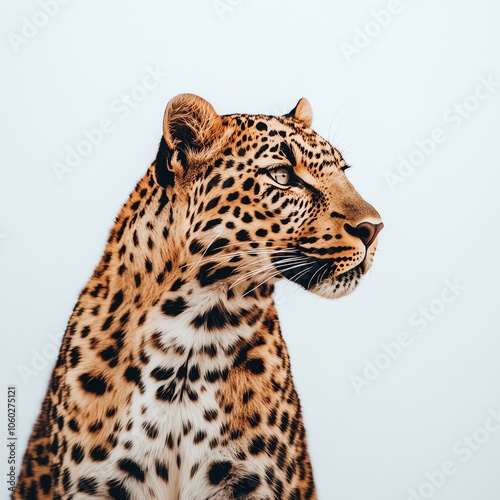 Leopard, white isolate background photo