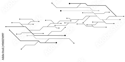 Vectors White Abstract geometric dots and lines connection circuit concept. Hi tech digital connect, communication, High technology concept.