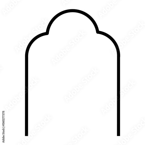 Arched Door Architectural Frame, Arabic and Indian Style Door and Window Architectural Icon, Line Art