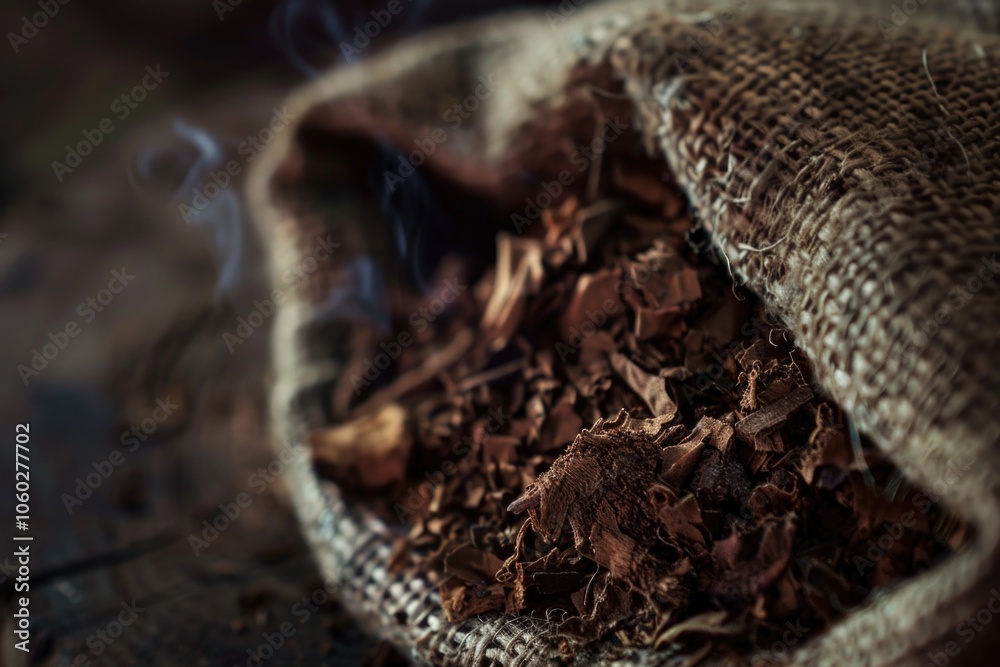 Fototapeta premium A pile of dried tobacco leaves, often used in the production of cigars.
