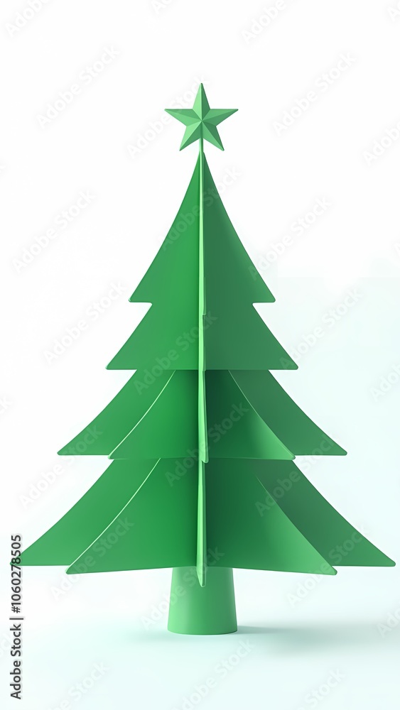 Obraz premium 3dgreen christmas tree on white background
