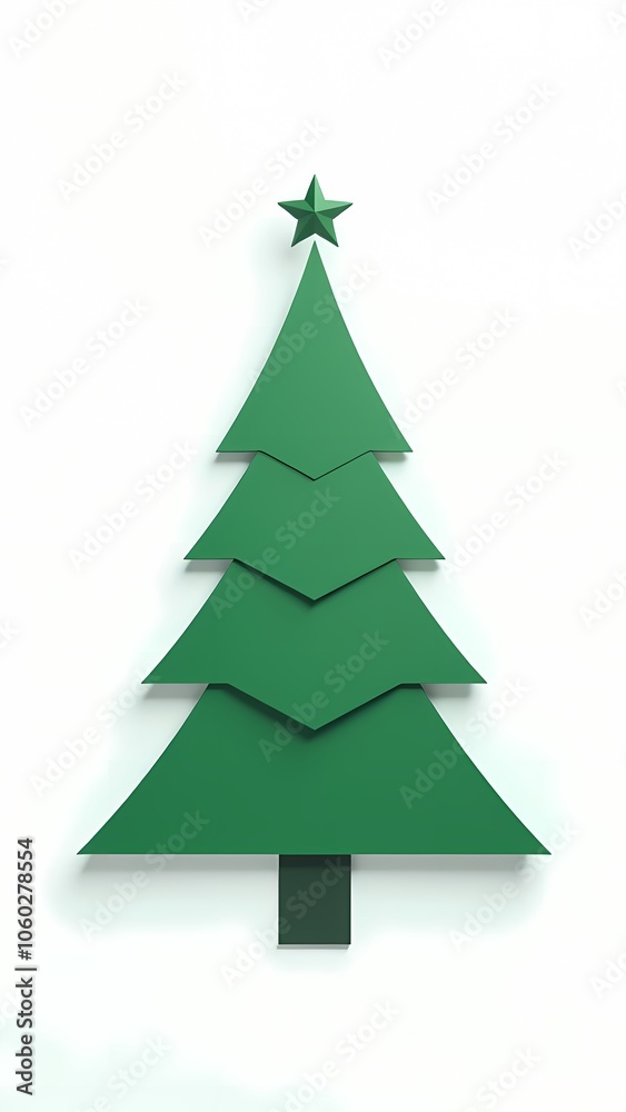 Origami green christmas tree on white background Origami green christmas tree on white background