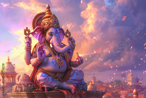 Wallpaper Mural Beautiful greeting card with bright holiday composition for happy celebrate Ganesh Chaturthi Torontodigital.ca