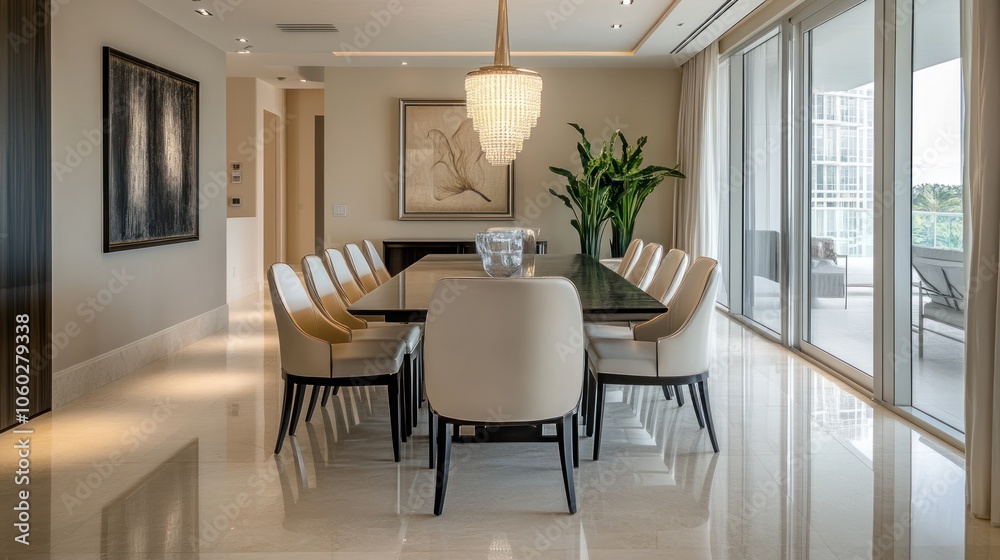 Fototapeta premium Modern Dining Room with Ocean Views
