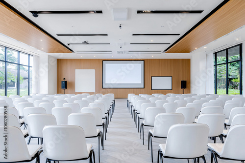 empty corporate meeting venue with state-of-art presentation system