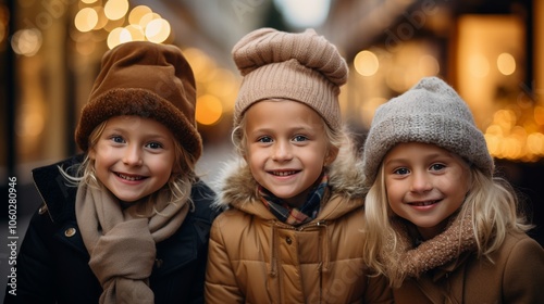 Excited children joyfully unwrapping colorful christmas presents under a beautifully decorated tree