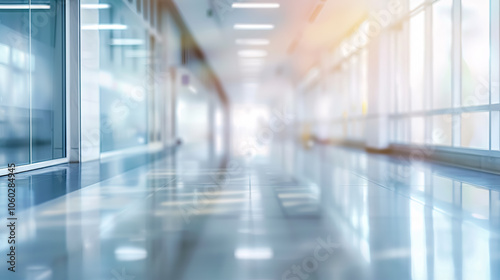 Wallpaper Mural An abstract, defocused, and blurred technology space background, resembling an empty business corridor or shopping mall. It can also represent a defocused medical or hospital  Torontodigital.ca