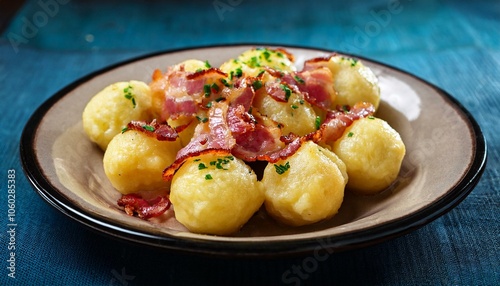 Raspeballer potato dumplings made from raw and boiled potatoes, often with bacon and butter