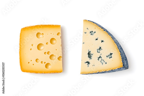 Piece of delicious cheese isolated on white background