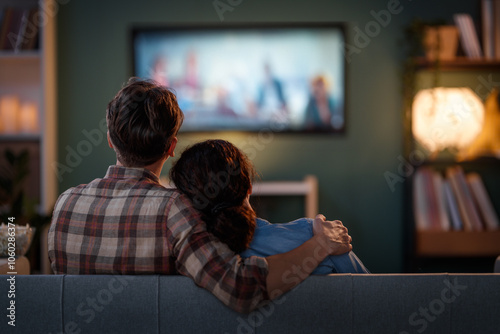 Bild auf Leinwand Couple watching TV
