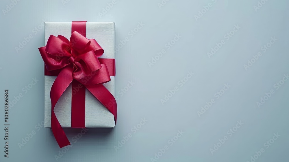 Elegant red ribbon with bow on white background for gift wrapping and greeting card decoration Elegant red ribbon with bow on white background for gift wrapping and greeting card decoration