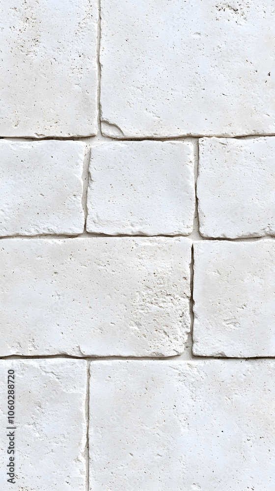Fototapeta premium Stone wall with decorative tiles of various shapes