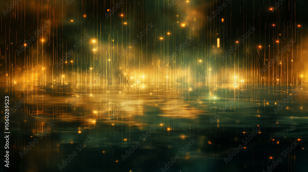 Fototapeta premium Tech-inspired background with luminous circuit patterns, flowing binary code, and pulsating digital nodes, radiating energy across a dark backdrop. futuristic technology wallpaper