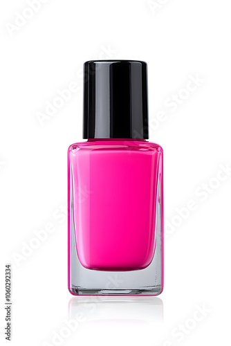 Pink nail polish bottle, isolated on white background