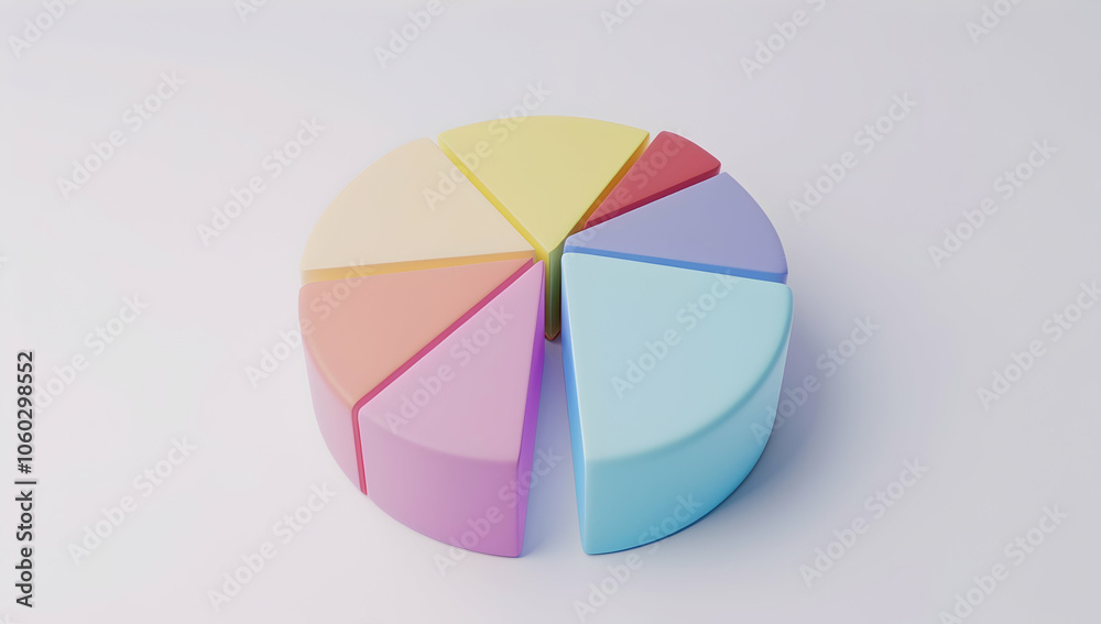 Obraz premium 3D isometric pie chart, bright colors, white background