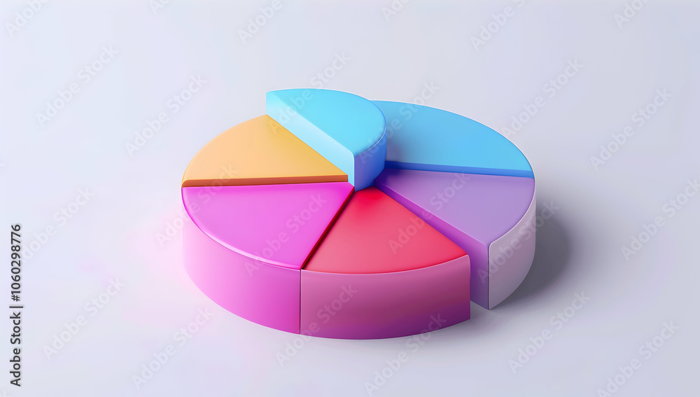 Obraz premium 3D isometric colorful pie chart, white background