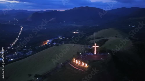 Enchanting Drone Panorama of Coron Island After Sunset – Glowing Lights Across the Island in Stunning 4K High Resolution, Philippines