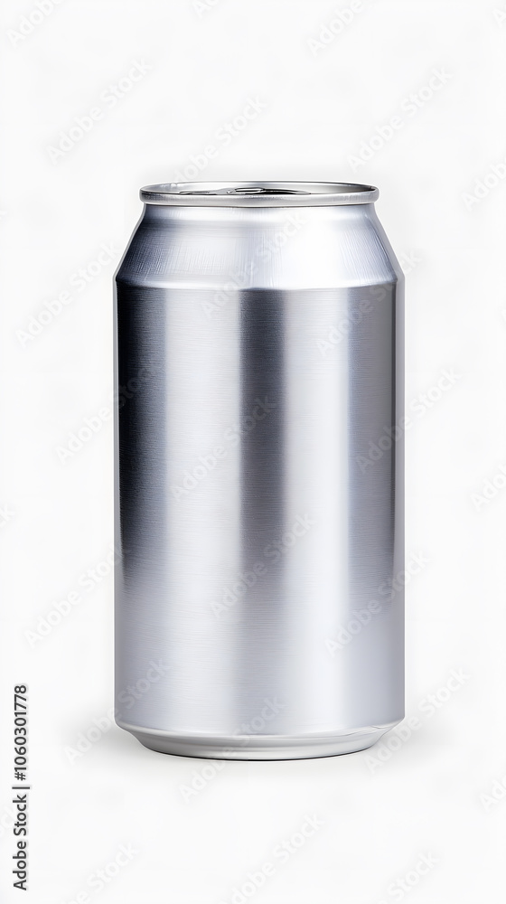 Silver metallic soda can mock up, isolated on white background Silver metallic soda can mock up, isolated on white background