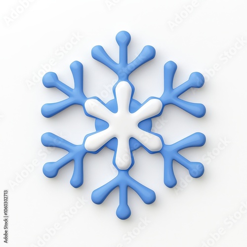 A stylized snowflake design in blue and white, representing winter and cold themes.