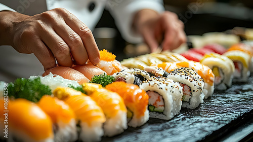 Sushi Platter with Various ...