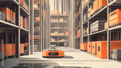 The concept of Automated Inventory Replenishment in soft orange and graphite colors photo