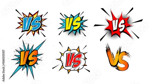 Cartoon Comic VS Versus Vector Set