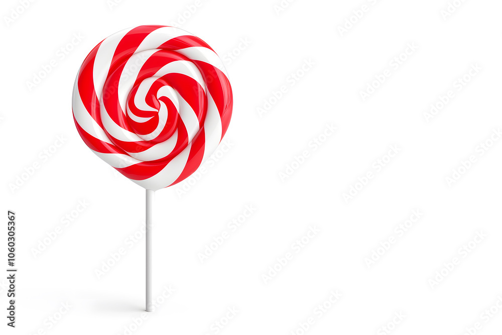Heart-shaped lollipop, red and white, isolated on white background Heart-shaped lollipop, red and white, isolated on white background