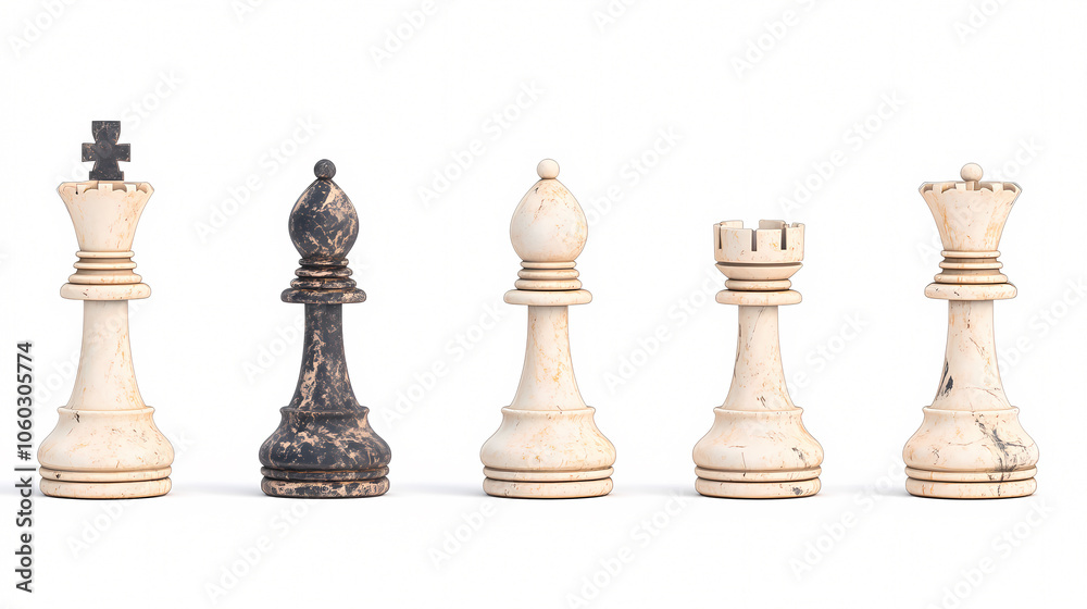 This image features a collection of intricately designed chess pieces highlighting their unique shapes and colors that contribute to the game's strategic depth and mental challenges. This image features a collection of intricately designed chess pieces highlighting their unique shapes and colors that contribute to the game's strategic depth and mental challenges.