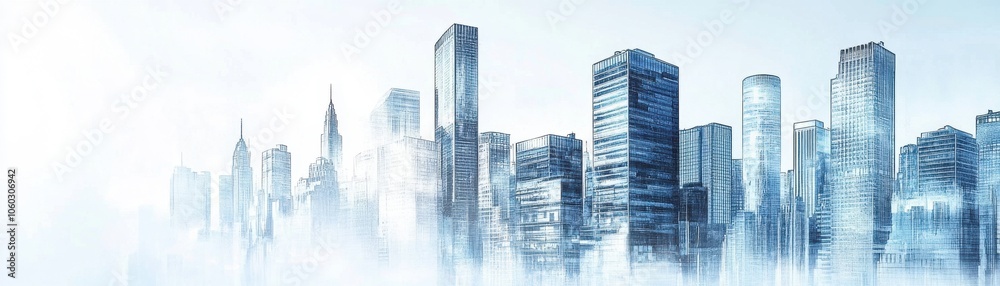 Majestic Cityscape: A Panoramic View of Towering Skyscrapers Majestic Cityscape: A Panoramic View of Towering Skyscrapers