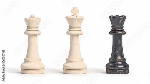 Wallpaper Mural This image showcases three uniquely designed chess kings emphasizing their distinctive styles and craftsmanship in a minimalistic setting perfect for chess enthusiasts and strategists. Torontodigital.ca