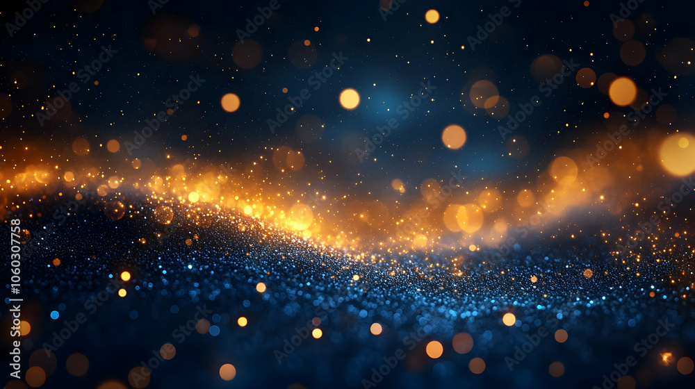 Obraz premium Abstract Background - Blue And Gold Glitter Bokeh