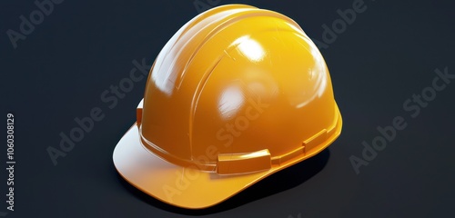 Detailed 3D icon of a safety helmet, focusing on protective features. photo