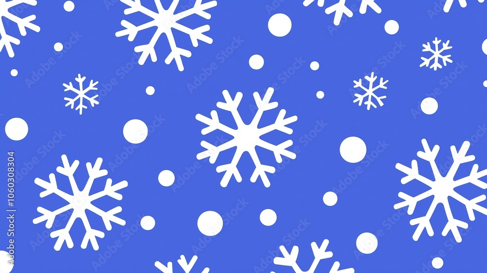 Colorful blue background with white snowflakes and circles creating a winter theme. Colorful blue background with white snowflakes and circles creating a winter theme.