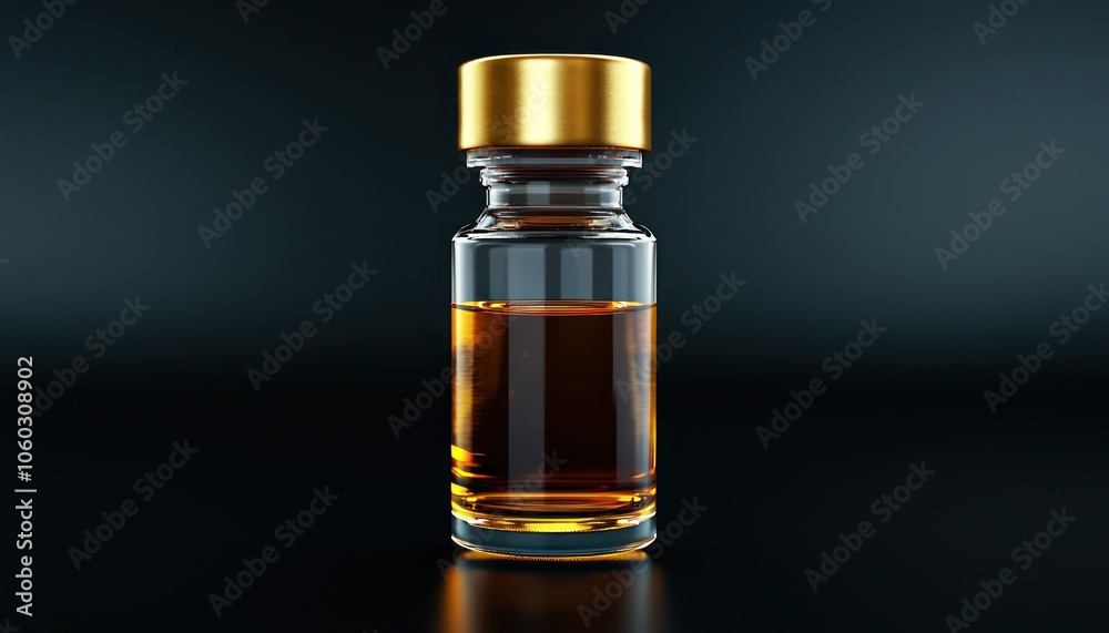 Detailed 3D icon of a serum vial for medical and skincare use. Detailed 3D icon of a serum vial for medical and skincare use.