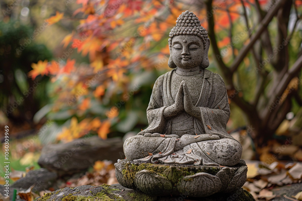 Greeting card with ancient statue great Buddha on holiday composition Greeting card with ancient statue great Buddha on holiday composition