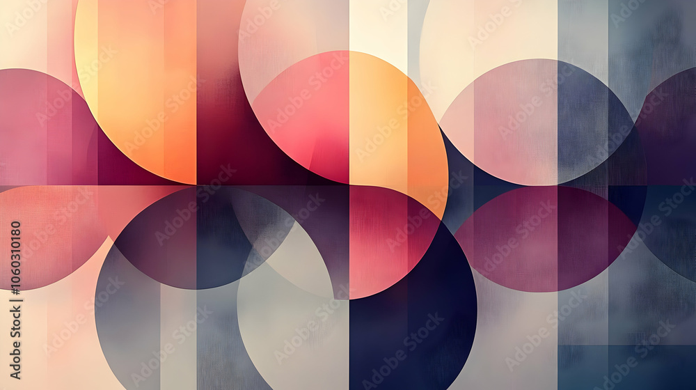 Obraz premium Abstract Background with Overlapping Circles and Stripes