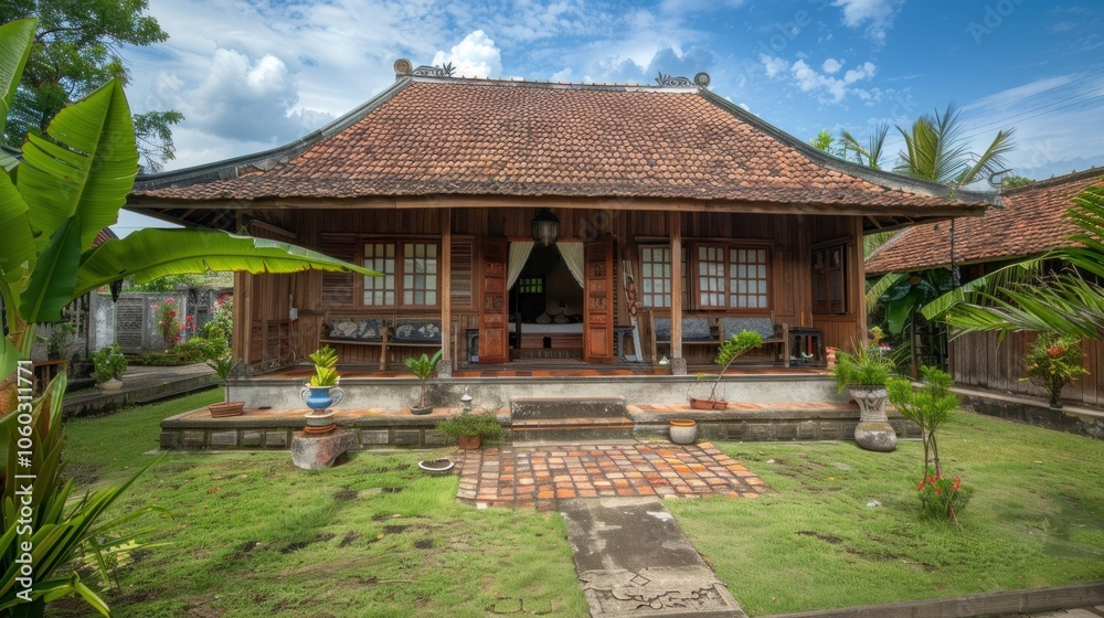 Traditional Indonesian house style in the village Traditional Indonesian house style in the village