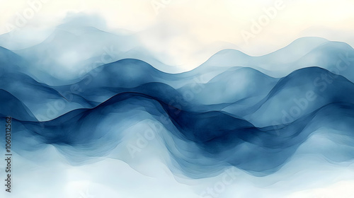 Abstract Blue Watercolor Mo...
