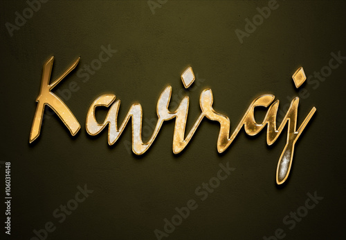 Old gold text effect of Hindi name Kaviraj with 3D glossy style Mockup. photo