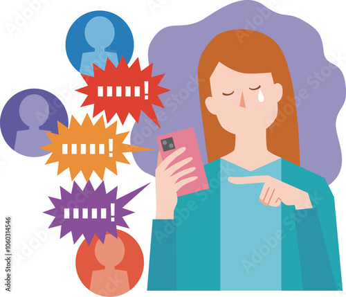 SNSでの誹謗中傷に心を痛める女性