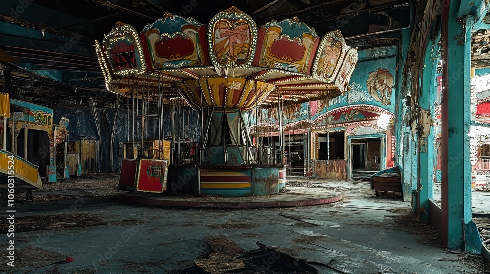 Naklejka premium Abandoned Carnival interior