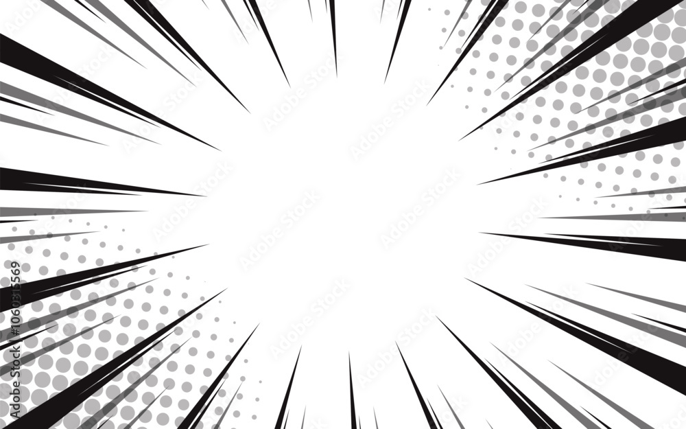 Fototapeta premium Fast speed lines on white background. Anime comic speed line movement effect.